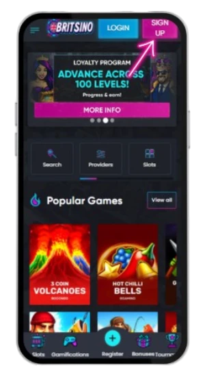 Registration at Britsino casino to play The Dog House Megaways slot